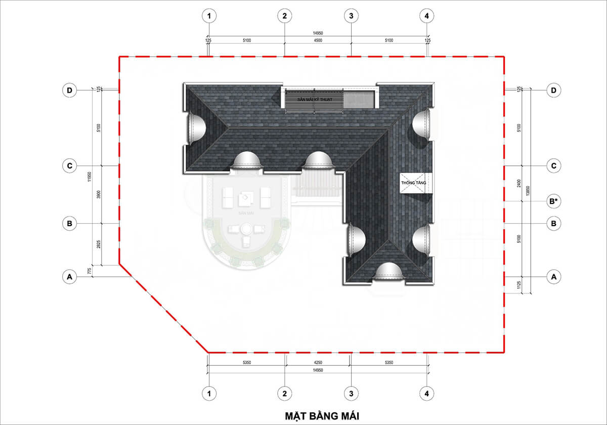 Mặt bằng tầng mái biệt thự đơn lập an lạc green symphony