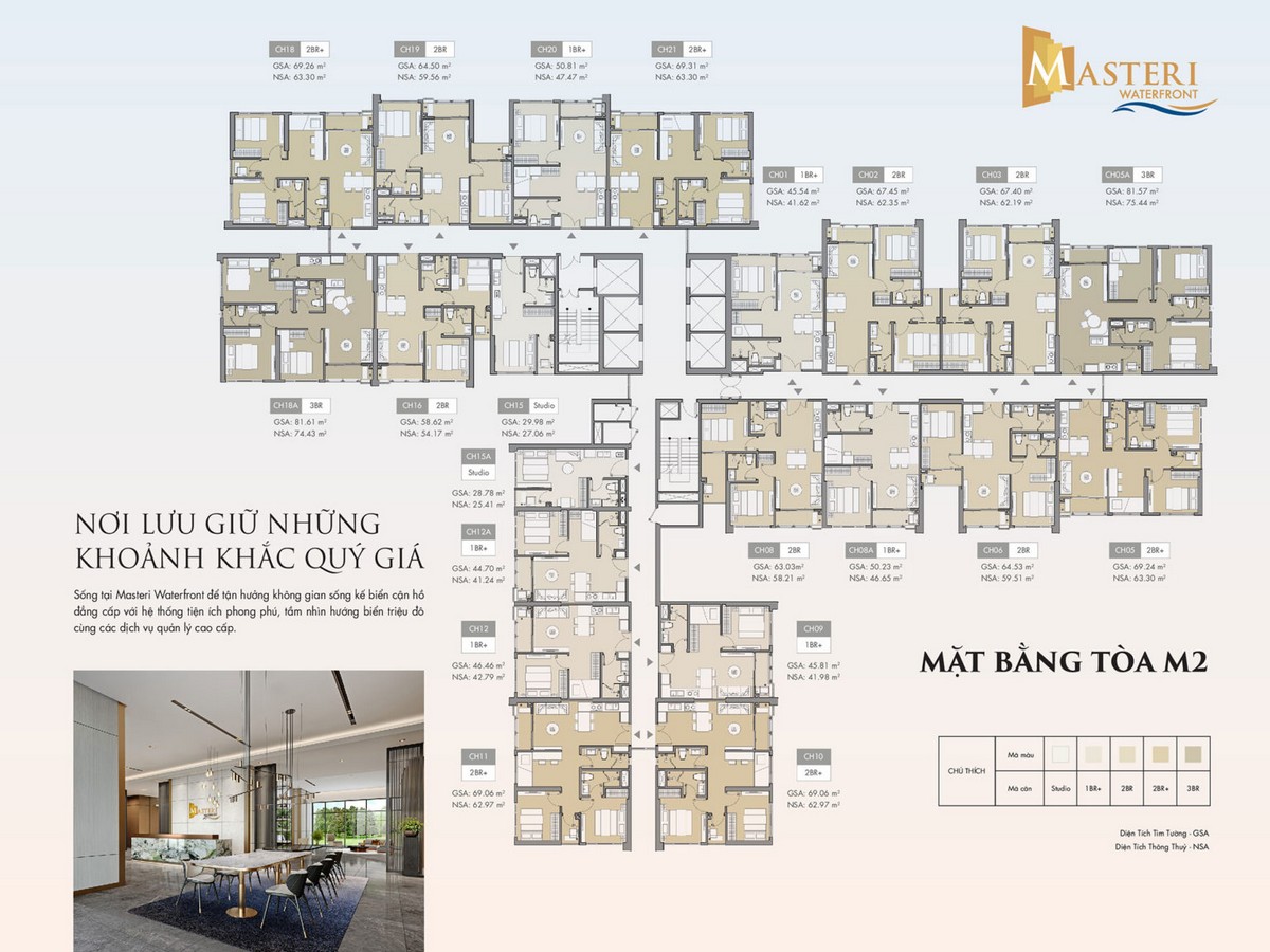 Mặt bằng dự án căn hộ Masteri Waterfront Gia Lâm - Tòa M2