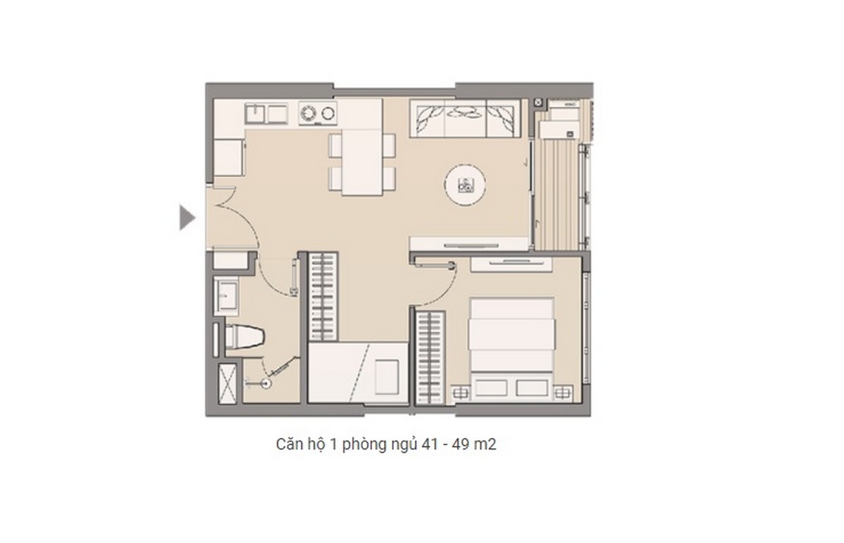 Thiết kế căn hộ 1 phòng ngủ