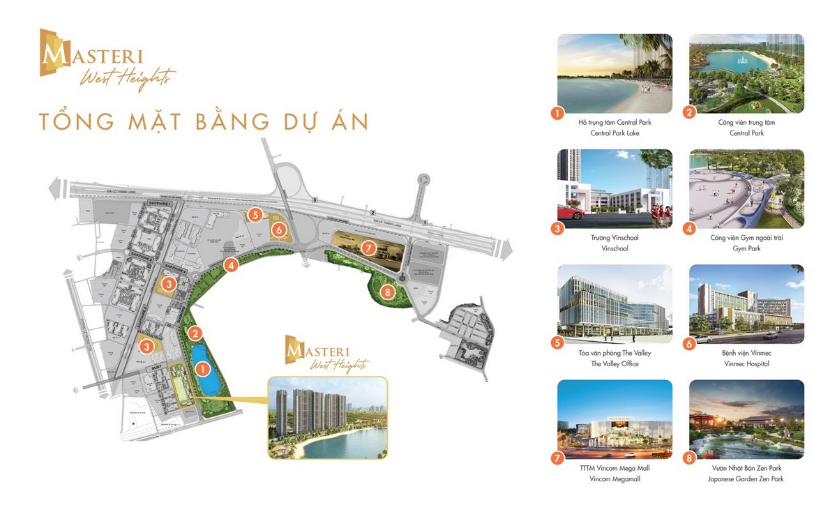 Mặt bằng căn hộ Masteri West Heights Tây Mỗ - Tổng thể