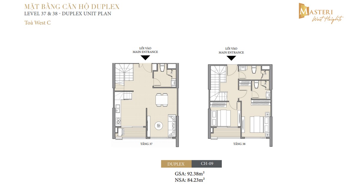 Thiết kế căn hộ Masteri West Heights Tây Mỗ - Căn Duplex tòa C