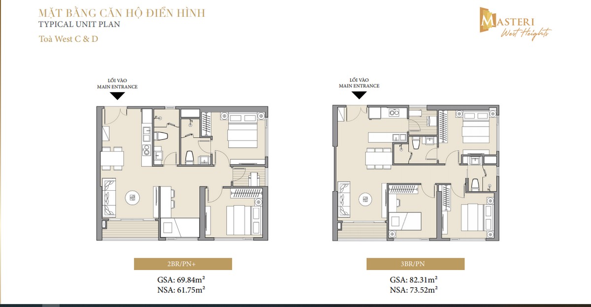 Thiết kế căn hộ Masteri West Heights Tây Mỗ - Tòa C - D 2