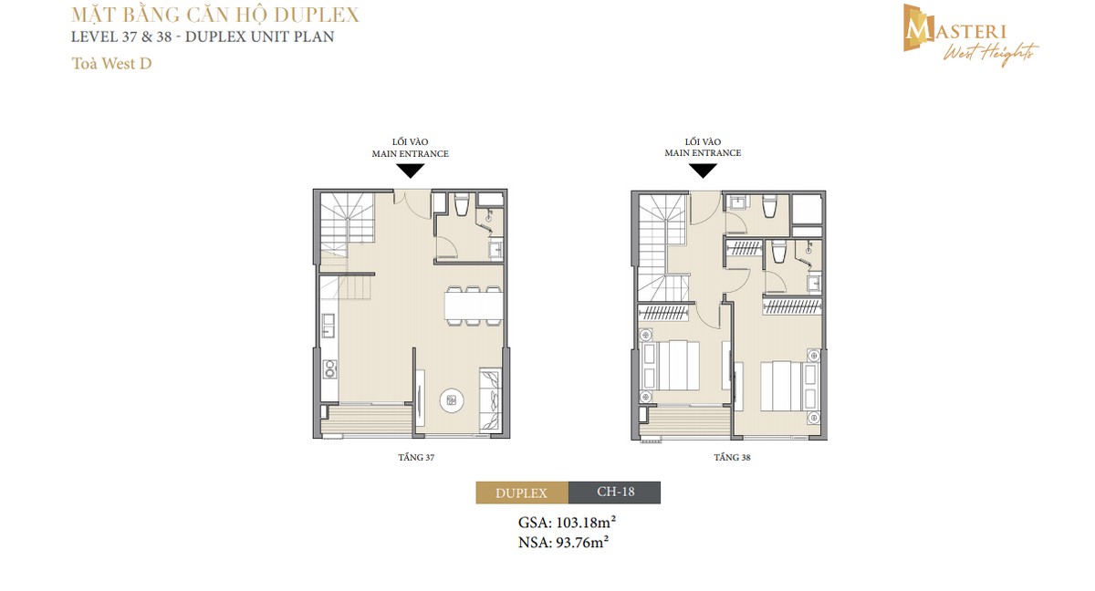Thiết kế căn hộ Masteri West Heights Tây Mỗ - Căn Duplex tòa D