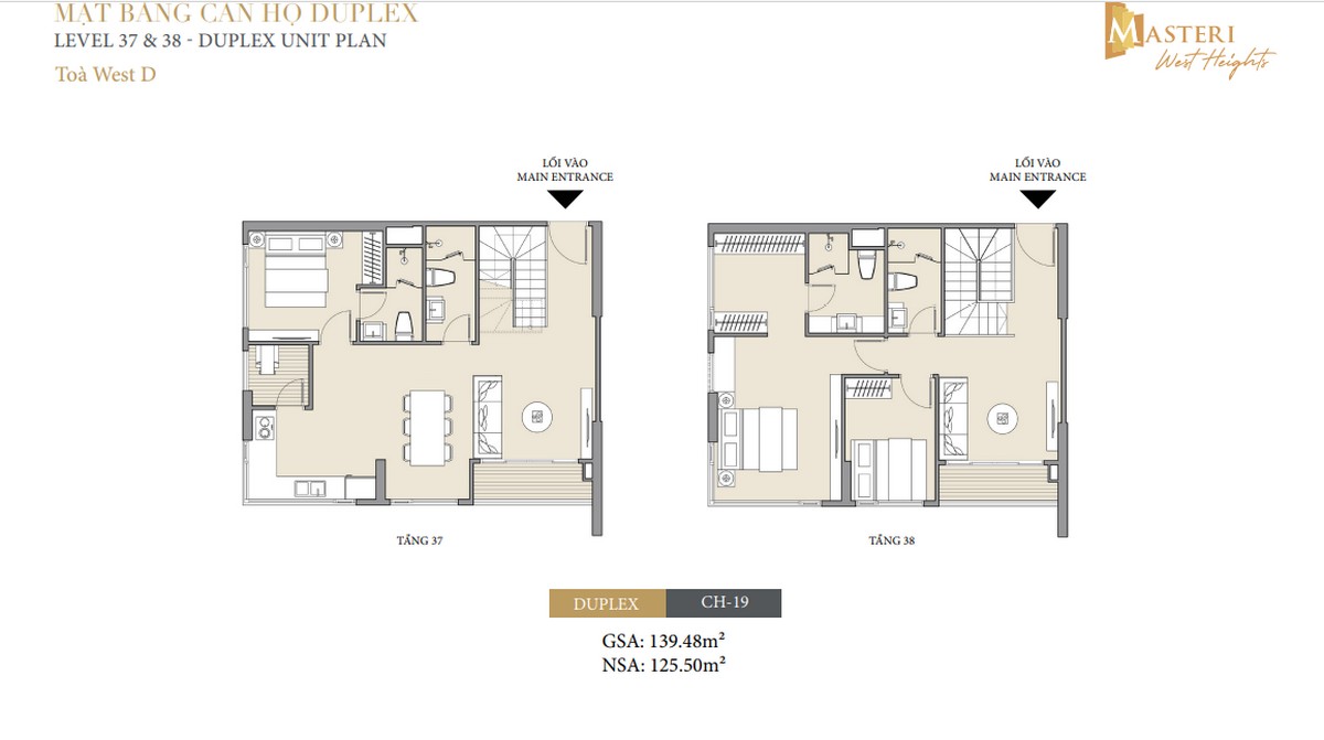 Thiết kế căn hộ Masteri West Heights Tây Mỗ - Căn Duplex tòa D 1