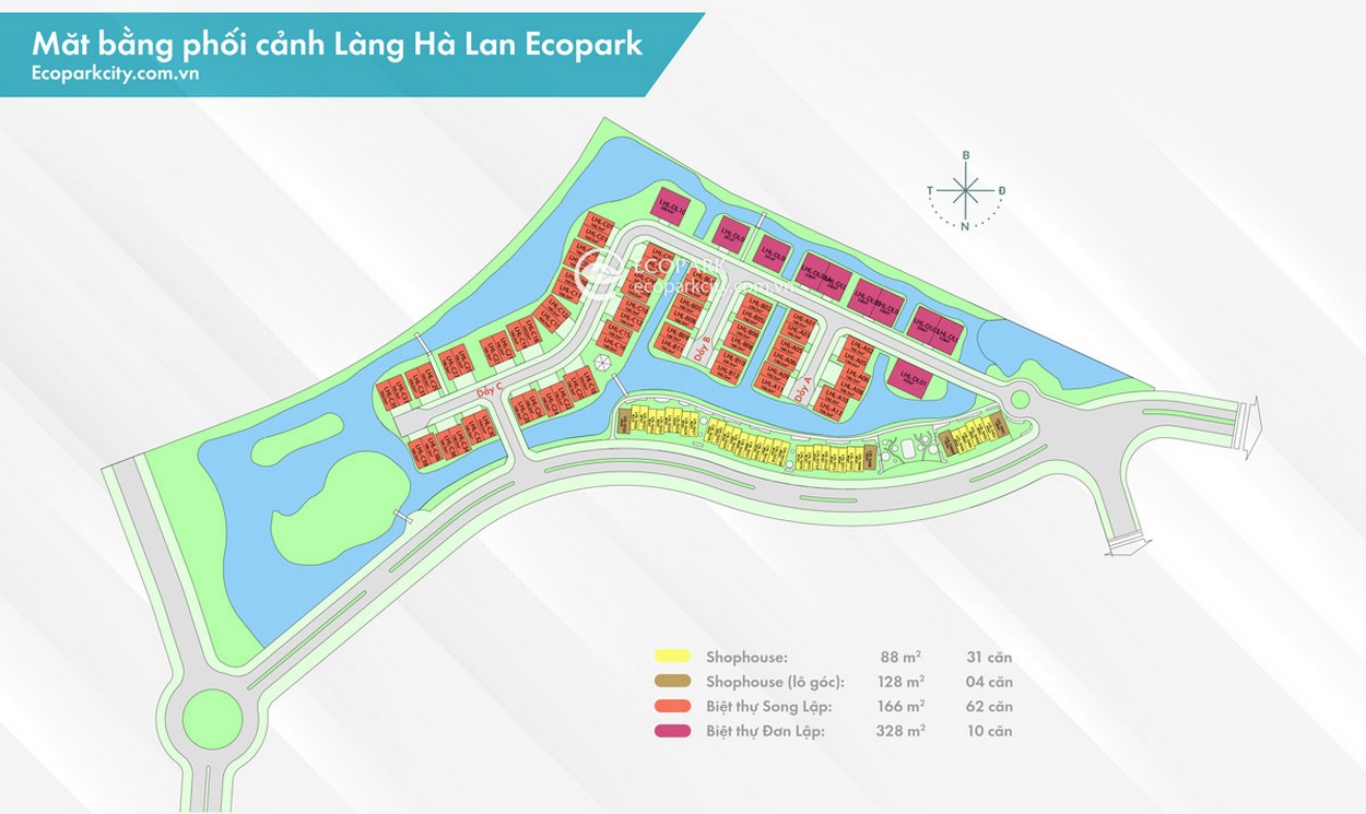 Mặt bằng khu đô thị Ecopark Hưng Yên - Làng Hà Lan