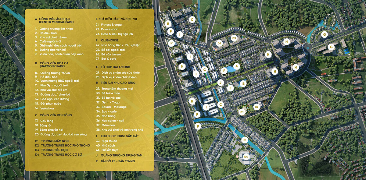 mặt bằng tiện ích an lạc green symphony