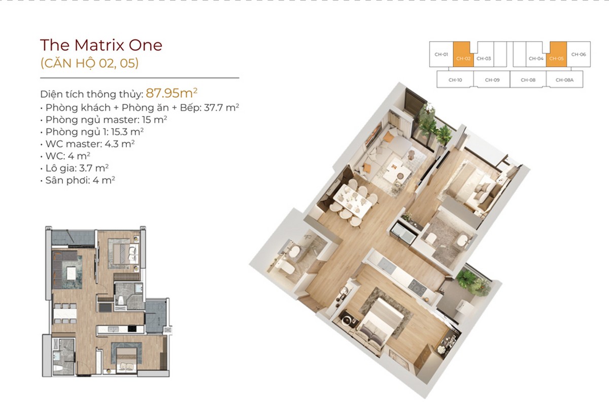 Thiết kế dự án chung cư The Matrix One Mễ Trì - Căn 02 05