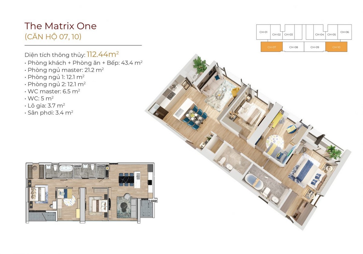 Thiết kế dự án chung cư The Matrix One Mễ Trì - Căn 07 10