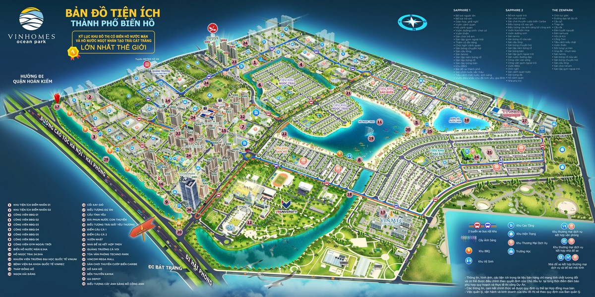 Tiện ích Vinhomes Ocean Park Gia Lâm - Bảng đồ